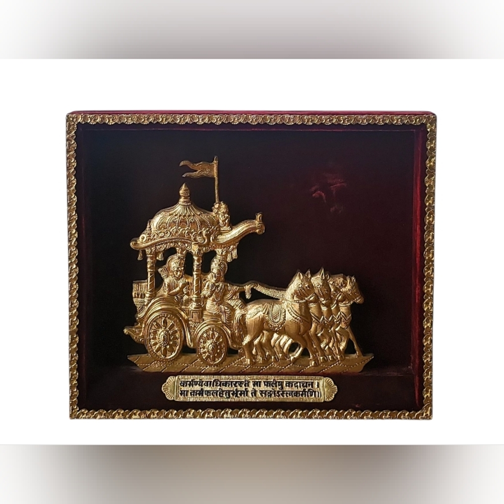 Sculpture of Arjuna's Chariot.  Hindu Epic- Mahabharata. A Bhagavad Gita Symbol.